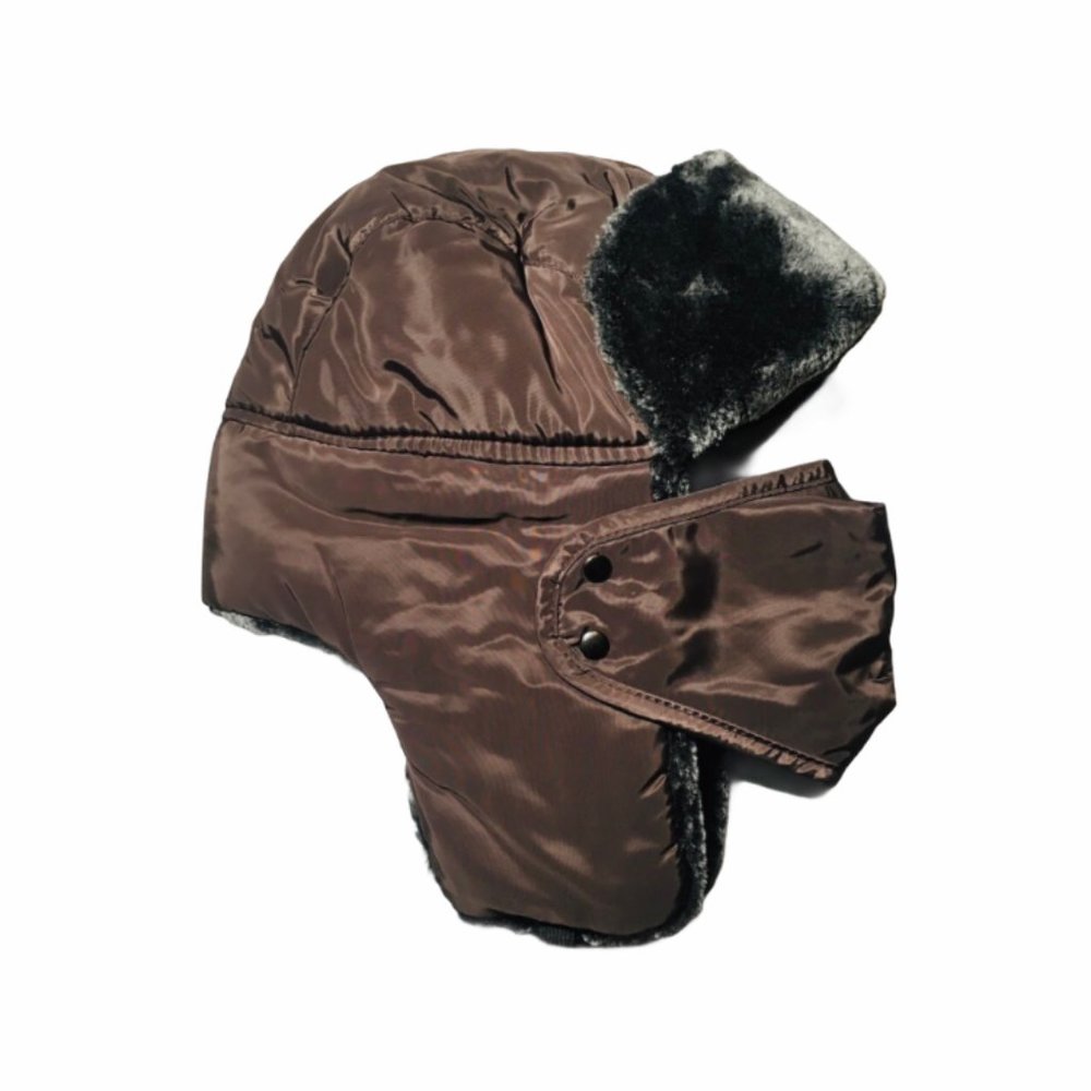 Trapper Russian Hat Brown Faux Fur Face-Mask Windproof OS